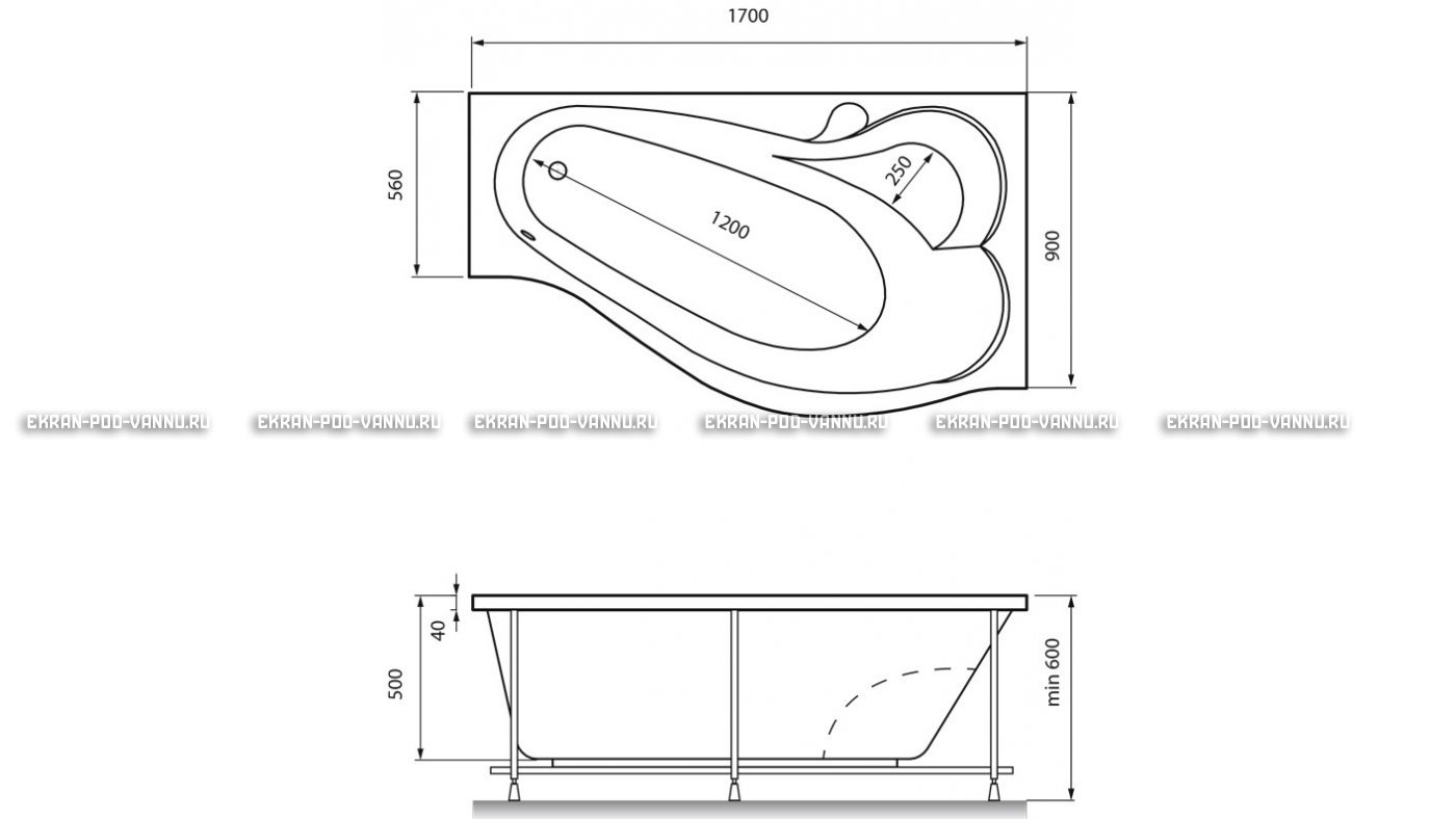 Акриловая ванна Relisan Isabella 170x90x60 – купить по цене 24130 руб. в интернет-магазине в городе Астрахань картинка 13