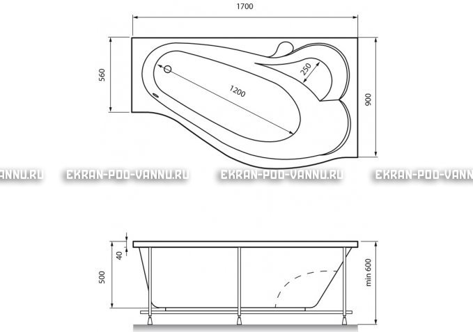 Акриловая ванна Relisan Isabella 170x90x60 – купить по цене 24130 руб. в интернет-магазине в городе Астрахань картинка 4