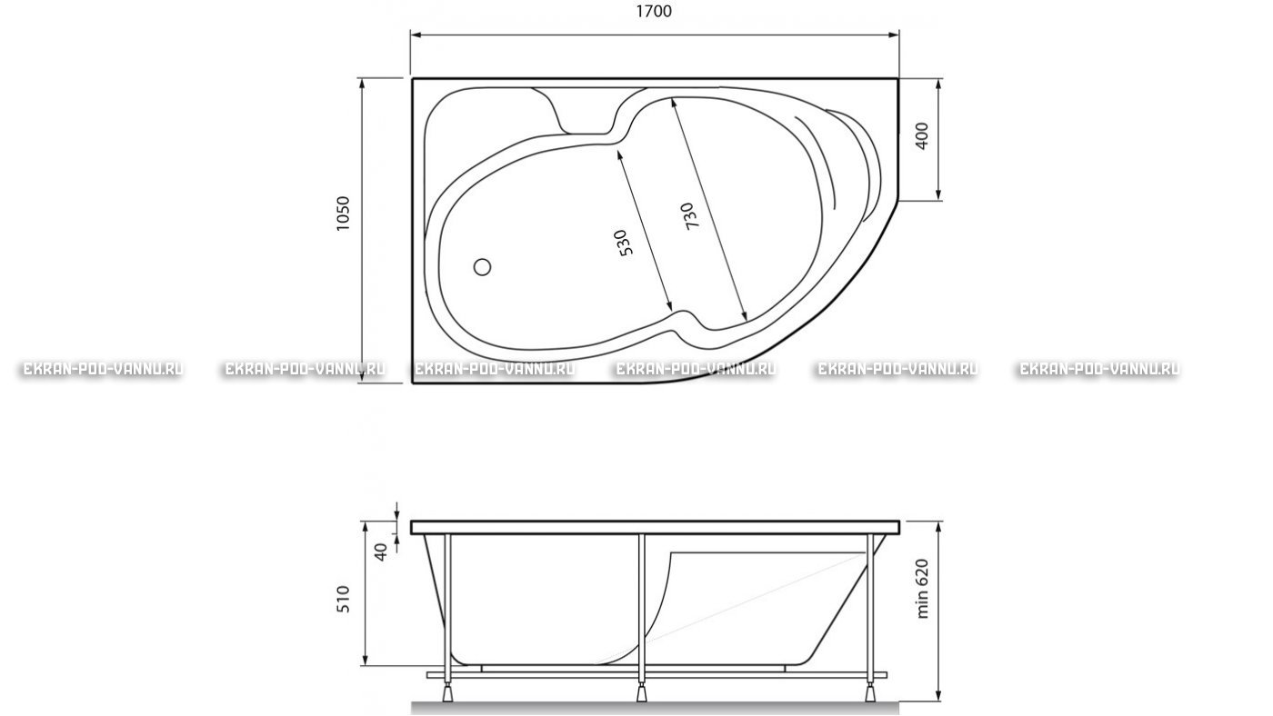 Акриловая ванна Relisan Sofi 170x105 – купить по цене 23480 руб. в интернет-магазине в городе Астрахань картинка 13