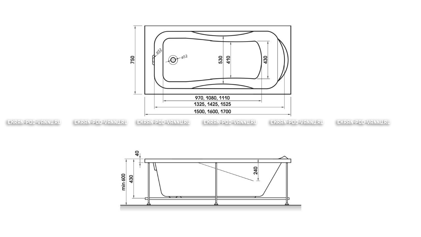 Акриловая ванна Relisan Elvira 170x75 – купить по цене 16160 руб. в интернет-магазине в городе Астрахань картинка 10