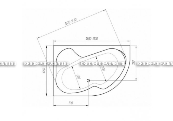 Акриловая ванна 1MarKa Aura 150x105 – купить по цене 16250 руб. в интернет-магазине в городе Астрахань картинка 3