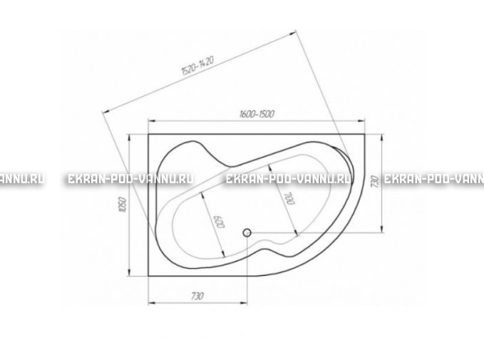 Акриловая ванна 1MarKa Imago 160x105 – купить по цене 16700 руб. в интернет-магазине в городе Астрахань картинка 3
