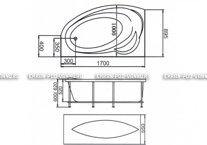 Акриловая ванна 1MarKa Julianna 170x100 – купить по цене 21320 руб. в интернет-магазине в городе Астрахань картинка 3
