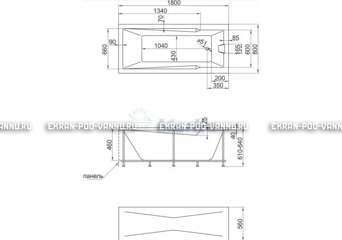 Акриловая ванна 1MarKa Raguza 180x80 – купить по цене 17854 руб. в интернет-магазине в городе Астрахань картинка 4