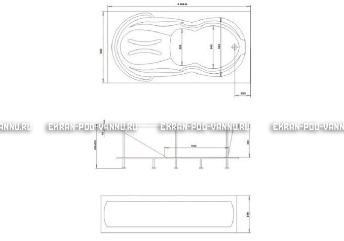 Акриловая ванна 1MarKa Taormina 180x90 – купить по цене 17670 руб. в интернет-магазине в городе Астрахань картинка 3