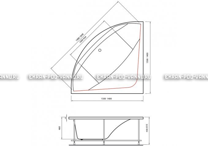 Акриловая ванна Vayer Boomerang 150x150 – купить по цене 59550 руб. в интернет-магазине в городе Астрахань картинка 4