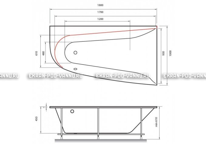 Акриловая ванна Vayer Boomerang 180x100 – купить по цене 53030 руб. в интернет-магазине в городе Астрахань картинка 2