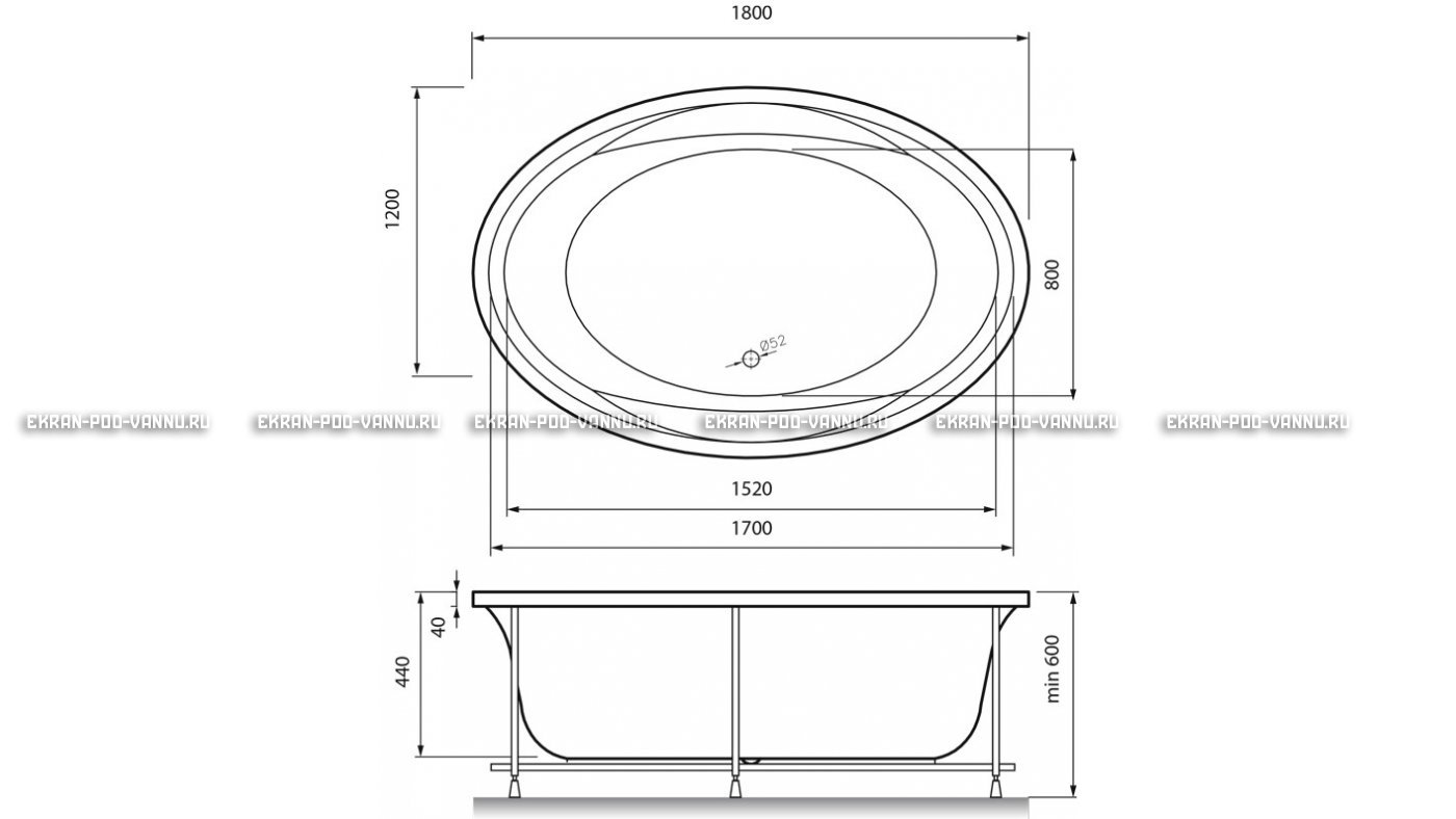Акриловая ванна Vayer Opal 180x120 – купить по цене 33850 руб. в интернет-магазине в городе Астрахань картинка 13