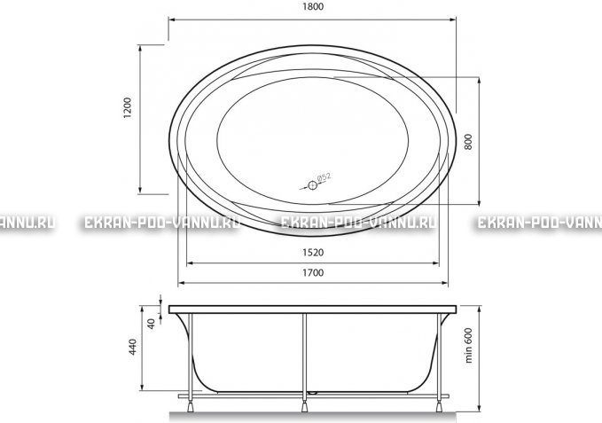 Акриловая ванна Vayer Opal 180x120 – купить по цене 33850 руб. в интернет-магазине в городе Астрахань картинка 4