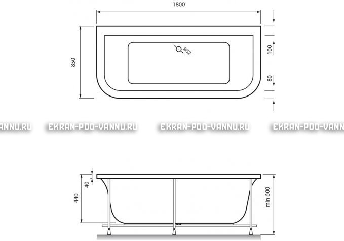 Акриловая ванна Vayer Options BTW 180x85 – купить по цене 25880 руб. в интернет-магазине в городе Астрахань картинка 4